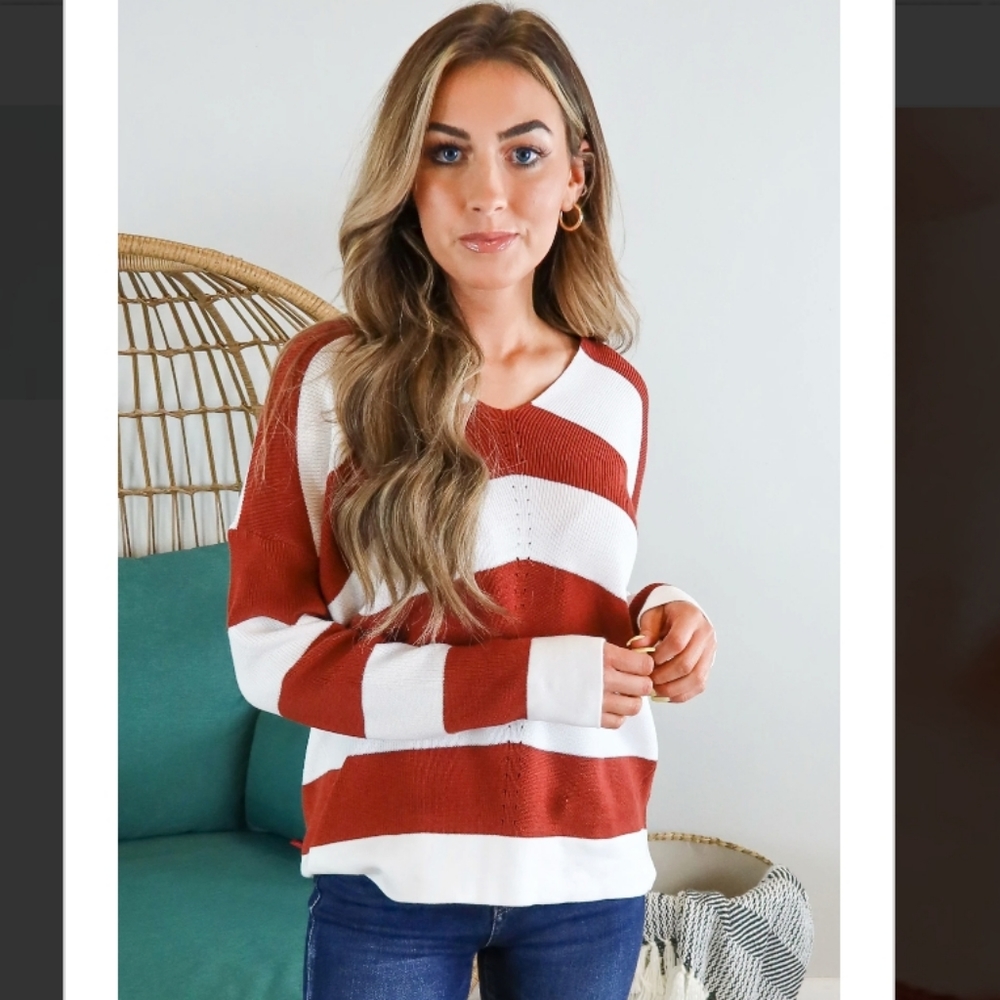 Striped V Neck Sweater
